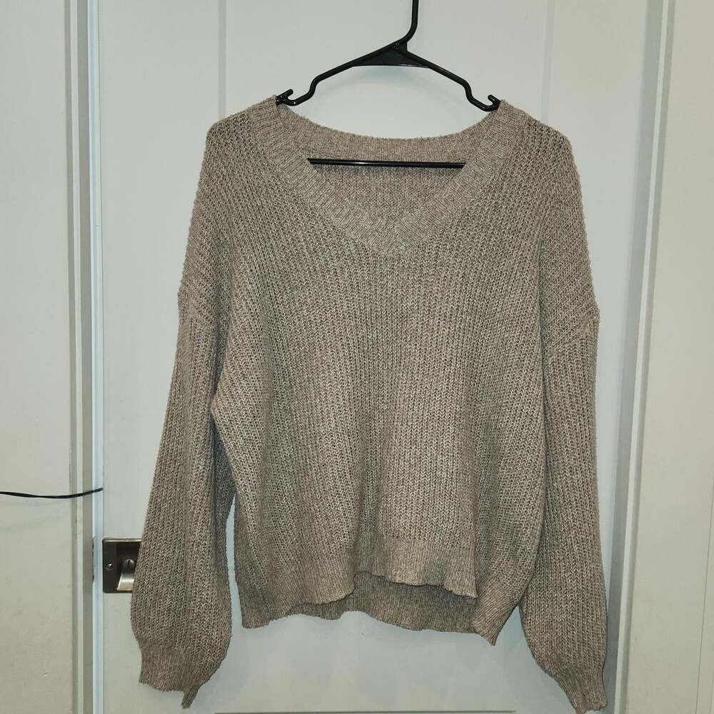 Shein Curve + Plus Women's Tan and Cream Jumper